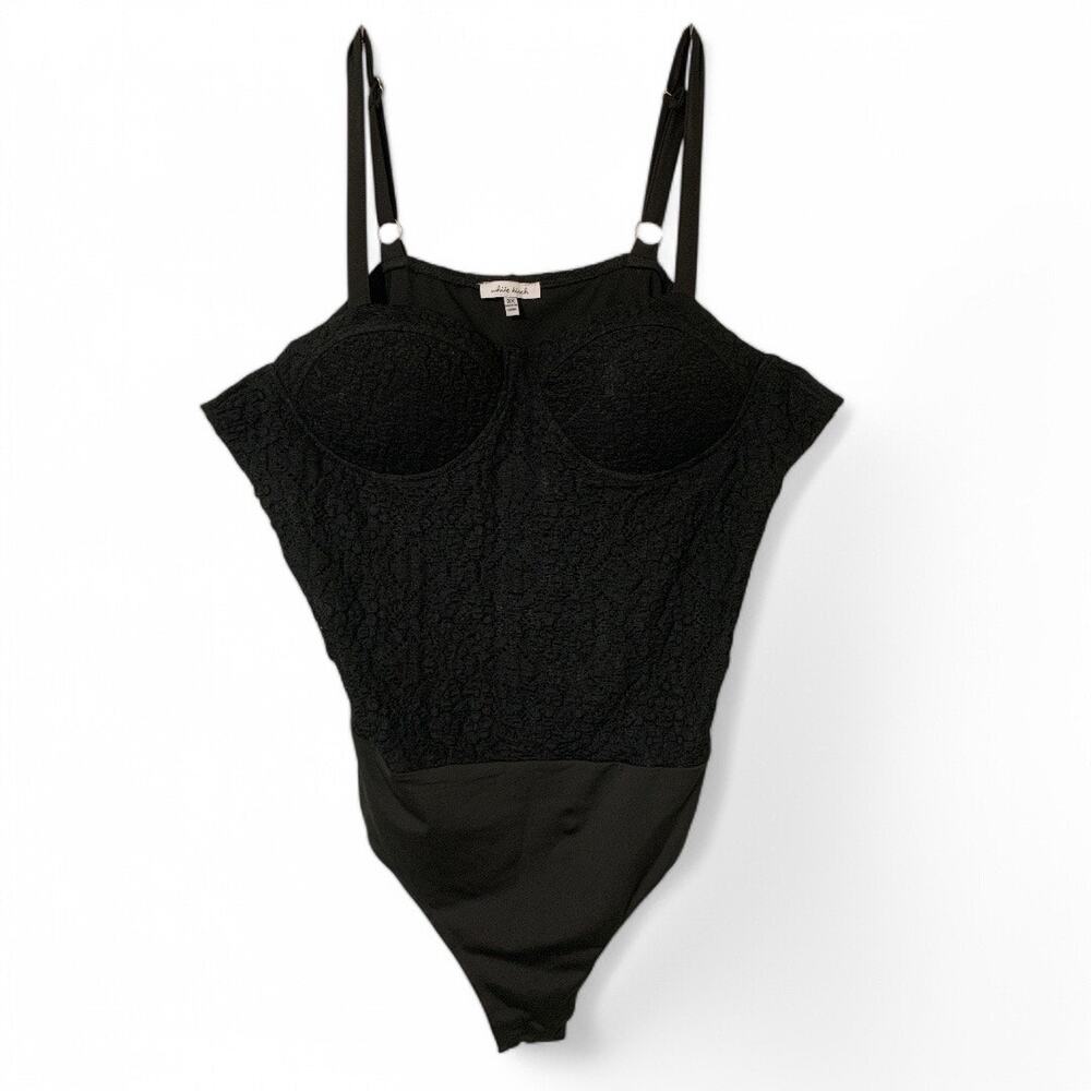 White Birch Plus Size 3X Black Lace Bodysuit